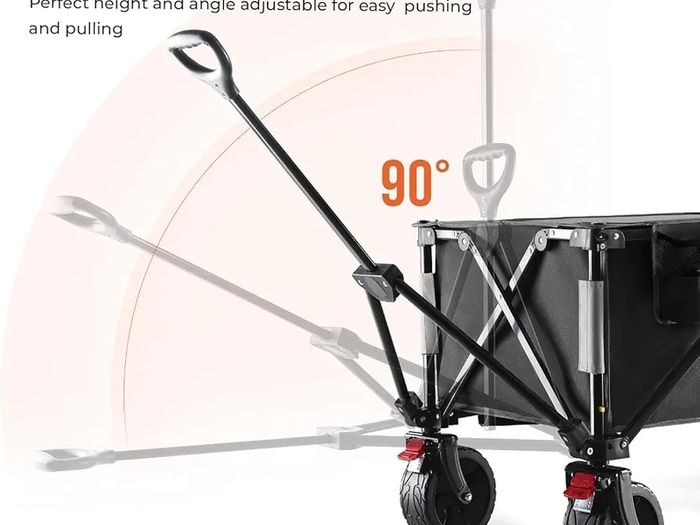 150kg Festival Camping Trolley on Wheels  Black Heavy Duty Folding Wagon Cart with All Terrain Wheels, Brake, Portable for Outdoor, Beach, Garden & Shopping
