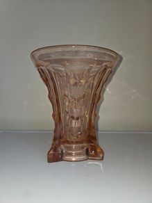 Large Art Deco Davidson Pink Glass Vase