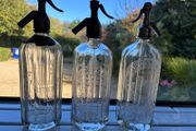Trio of Vintage 1930s-1950s Irish Glass Soda Syphons - Dublin, Carlow &amp; Schweppes