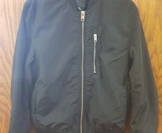 Long black heavy zipped sleeved jacket, Size - XS