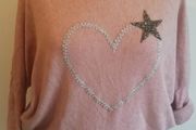 Carla Giannini Angora Wool Jumper Salmon Dusky Pink Heart Star One Size NWT  CAN POST