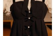 Zara strappy black dress with rhinestone buttons