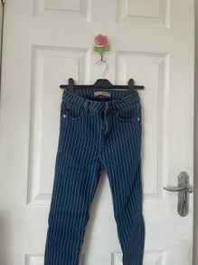 Pinstripe blue womens jeans