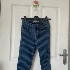 Pinstripe blue womens jeans
