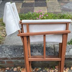 chair folding Folding Wooden Director's Chair featuring a stained hardwood