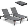 2Pcs Chaise Lounge Aluminum Patio Lounge Chairs with Adjustable 5-Position Recliner and Full Flat Tanning Chairs Image 2