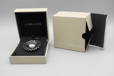 GEORG JENSEN Rhodinated Sterling Silver Daisy Pendant / Brooch