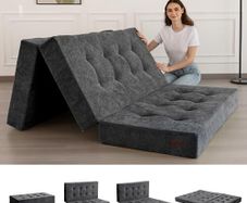 Folding single Mattress Chenille Fabric 15cm Tri-Fold Floor