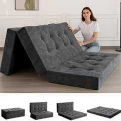 Folding single Mattress Chenille Fabric 15cm Tri-Fold Floor