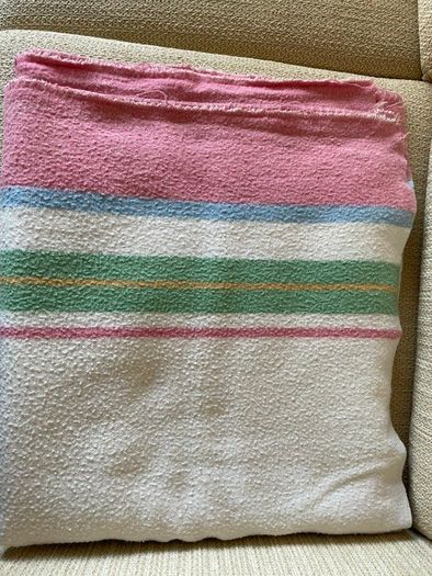 Beautiful Vintage Textured Blanket, Colourful Woven Design