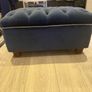 Navy velvet deep buttoned foot stool Image 5