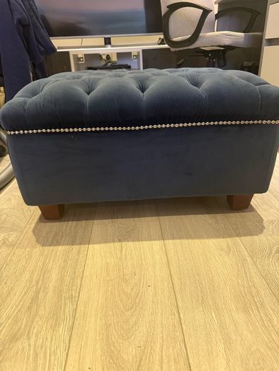 Navy velvet deep buttoned foot stool