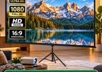 100 inches  Projection Screen 254 cm Projector Screen 16:9 Projector Screen made of Polyester and Aluminum Alloy with Adjustable Aluminum Tripod and 160 Degree Viewing Angle for Home Theater, Meeting Room, etc