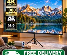 Tripod Projector Screen with Stand 60 inch 16:9 4K HD Projection Screen Stand Wrinkle-Free Height Adjustable Portable Screen for Projector Indoor & Outdoor for Movie, Home Cinema, Gaming, Office