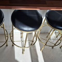 Set of 4 gold plated kitchen bar stools