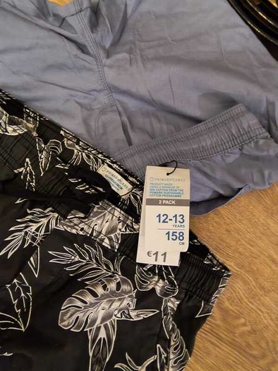 Cotton shorts, 2 packs ((black and blue) Size 12-13