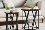 Coffee Table 2 pcs Smoked Oak Engineered Wood and Steel