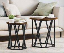 Coffee Table 2 pcs Smoked Oak Engineered Wood and Steel