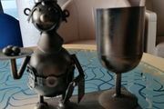 Metal chef ornament with wine glass holder