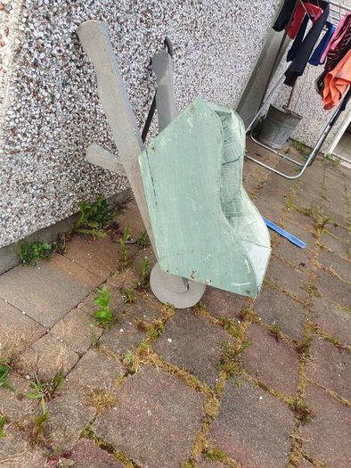 Wooden wheelbarrow planter