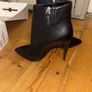Black 4inch leather heeled boots Image 3