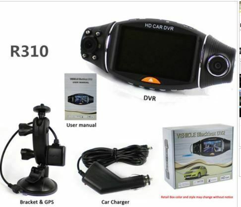 GPS HD Dual Lens 140Degree Dash Cam Car DVR Video Recorder Camera Front and Inside Vehicle