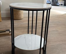 Marble and black end table