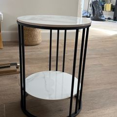 Marble and black end table