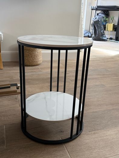 Marble and black end table