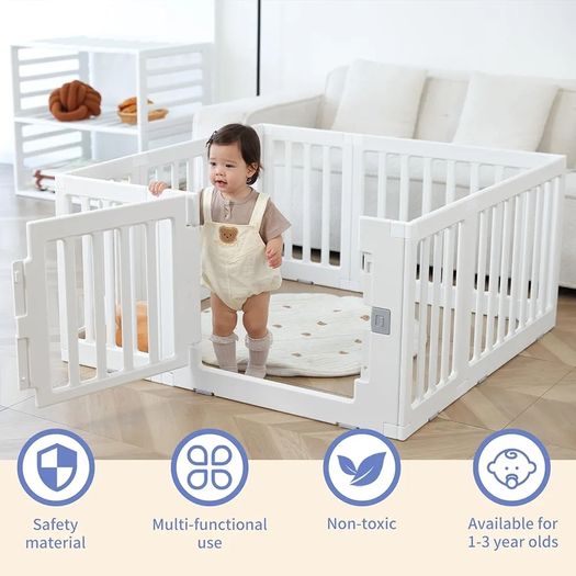 Baby Playpen Children Activity Center Safety Playground for Indoor and Outdoor White 4+3+1