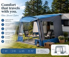 Caravan Awning Caravan Tent, 350cm Travel Awning with Removable Front Wall