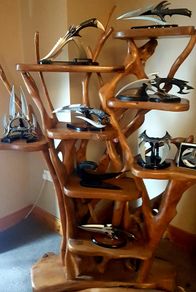 Unique Freestanding Solid Molave Wood Display Unit