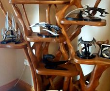 Unique Freestanding Solid Molave Wood Display Unit