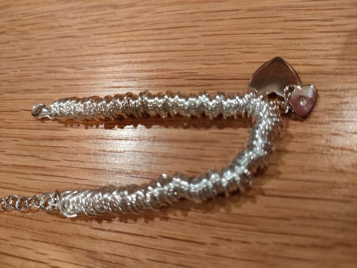Mamas & Papas Silver Diamond Double Heart Bracelet