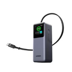 UGREEN 20000mAh 165W Power Bank Fast Charging, Built-in Retractable USB C Cable 3-Way Output Laptop Portable Charger