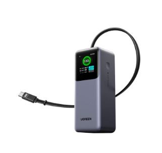 UGREEN 20000mAh 165W Power Bank Fast Charging, Built-in Retractable USB C Cable 3-Way Output Laptop Portable Charger