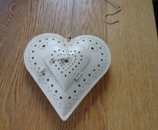 Shabby Chic Hanging Heart Shaped T Light Holder