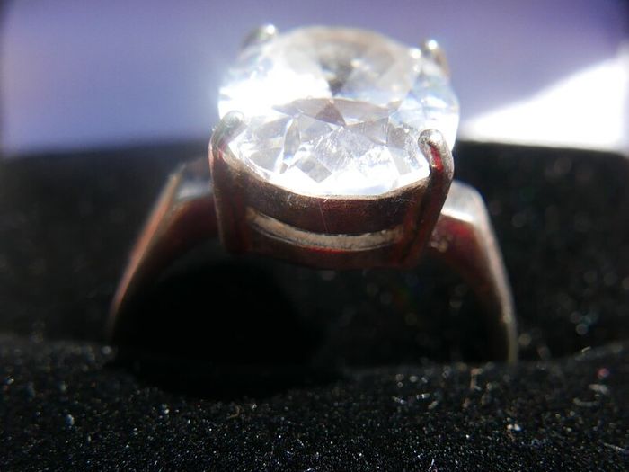 Vintage Sterling Silver 925 White Topaz Ring, Size P - 4,66g