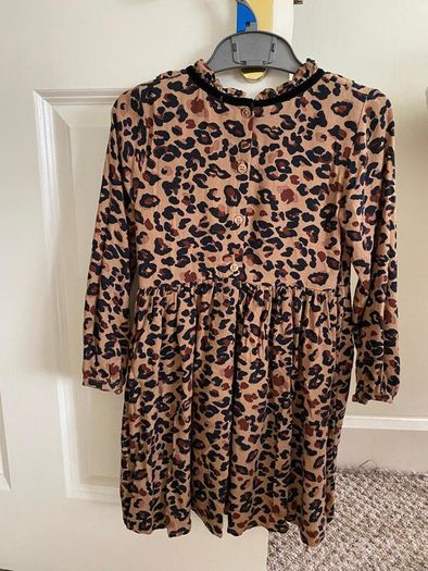 Next Girls Leopard Print Dress with Black Velvet Bow - see 4 pics