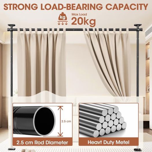 Brand New WELDUN Room Divider Screen Frame Curtain Rods,