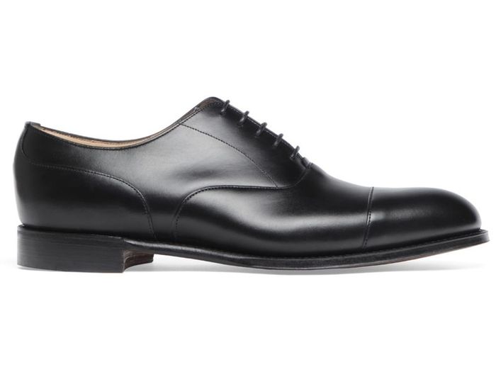 CHEANEY Harrington R Capped Oxford in Black Calf Leather | Rubber Sole