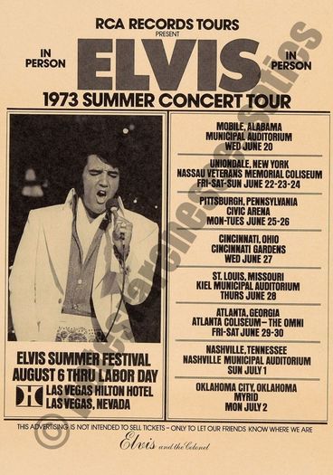 Elvis Presley RCA Promotional poster 1973 reproduction print