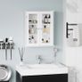 Bathroom wall cabinet, bathroom wall unit with 2 glass doors, adjustable shelf, 55x20x65cm, white Image 2