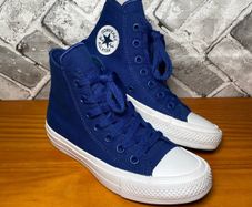 Boys Converse All Star Chuck Taylor II Lunarlon Blue Hi Top Trainers UK3.5 EU36