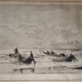 Dry point etching, print. William Lionel Wyllie (1851-1931) Shipping off Portsmouth & Fishing boats putting out to sea. Image 3