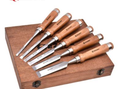 Wood Chisel Tool kits 6pcs DIY Woodworking Hand Cutters for Wood Carving Woodworking Tools with Premium Wooden Case