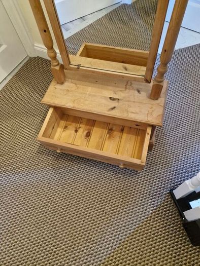 Solid pine full length mirror with drawer