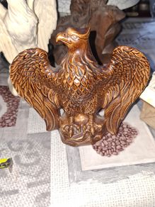 Vintage Mid-Century Ceramic American Bald Eagle Statue