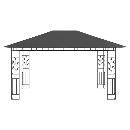 Gazebo with Mosquito Net and String Lights 4x3x2.73 m Anthracite 180 g/sq.m