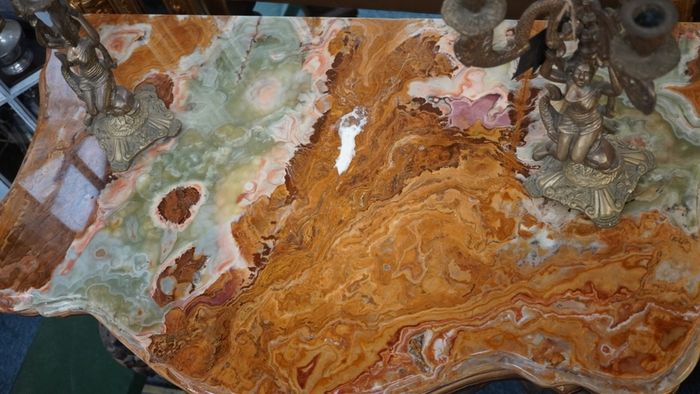 Antique Marble-Topped Console Table